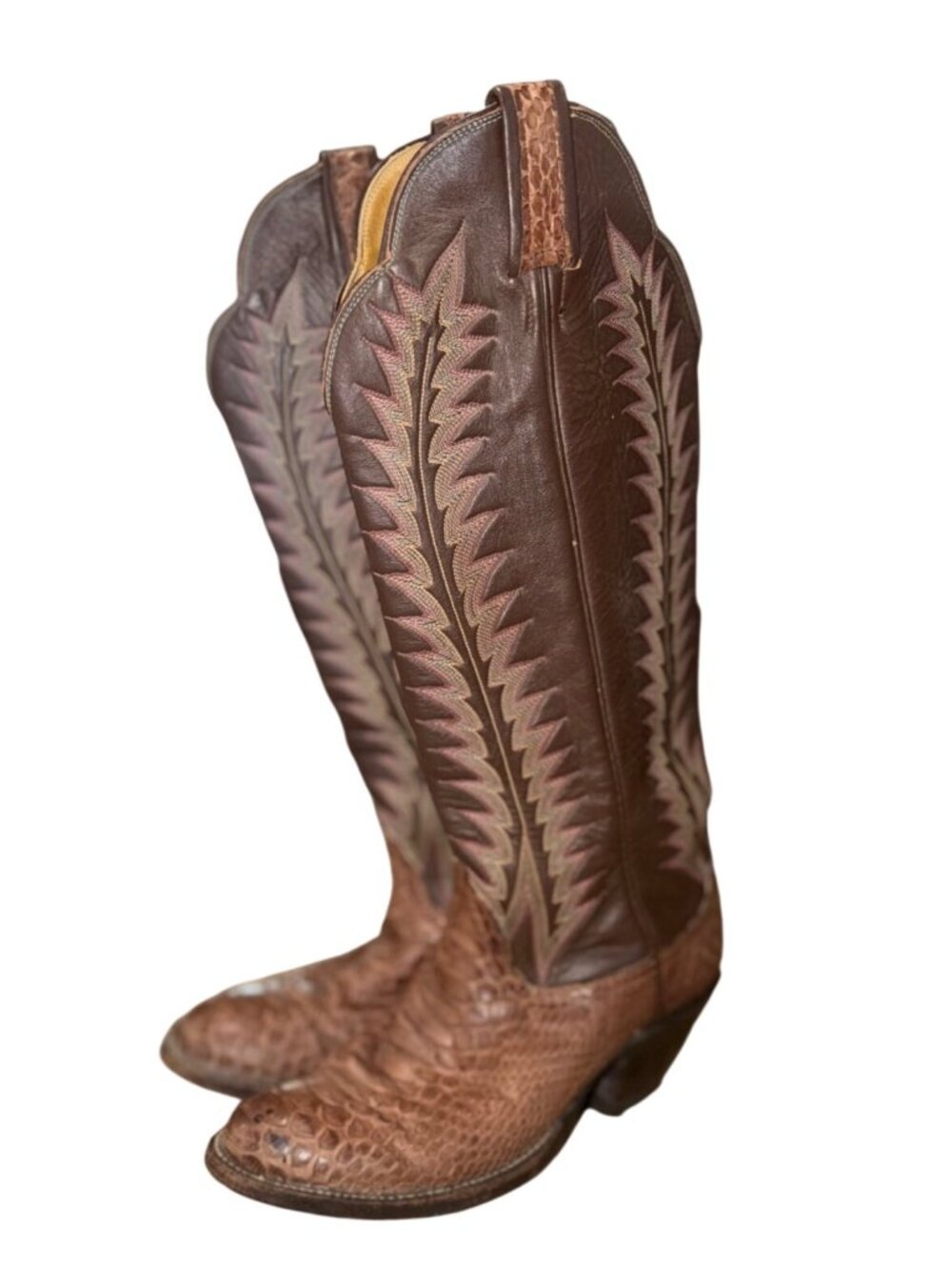 Vintage Tony Lama Brown Python Leather Cowboy Western Boots Style 4840 women 6.5